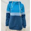 Winter Fall Women Fashion Color-block Hooded Sweatshirt Loose Drawstring Hoodie