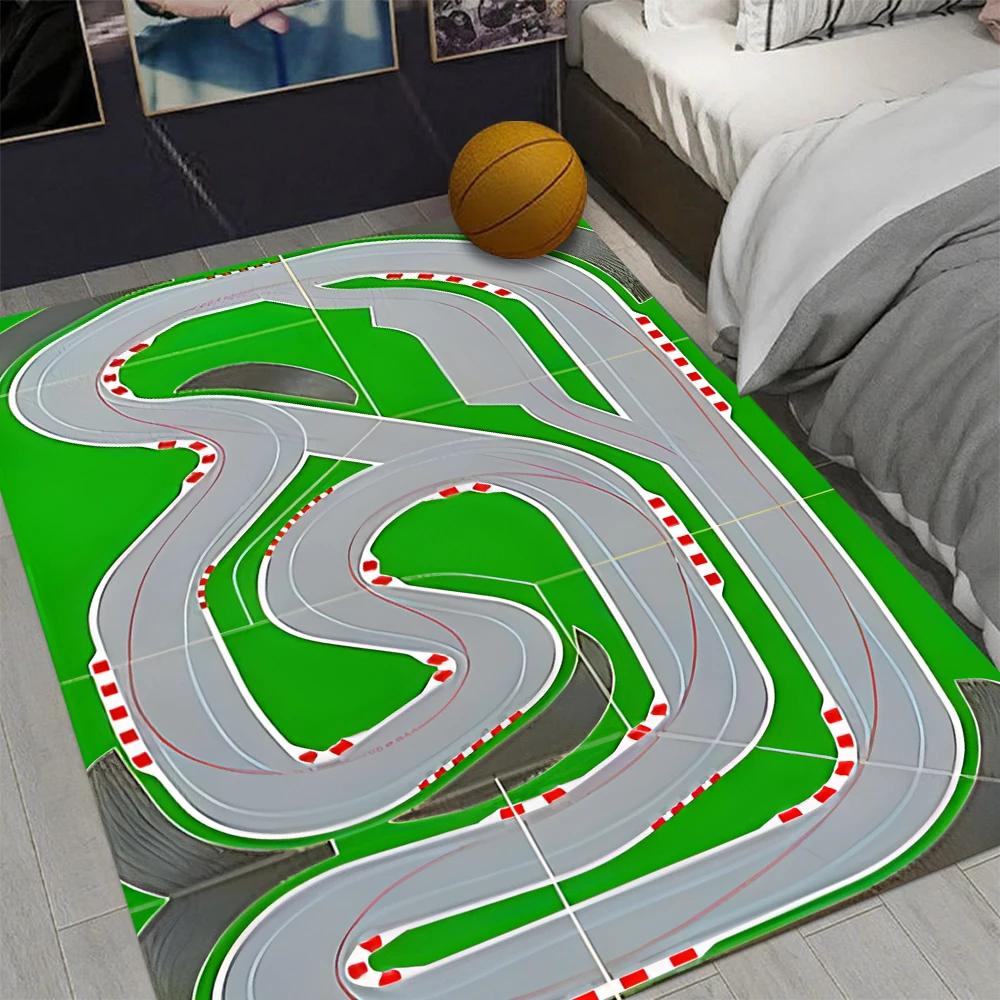Ковер с гоночной трассой: Игрушечная машина Трасса для гонок Дизайн Speedway, Декор детской комнаты, Декор гостиной Домашний декор Ковер под диван Напольный коврик у кровати в спальне