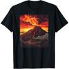 Крутая футболка с потоком лавы вулкана с огнем и пламенем