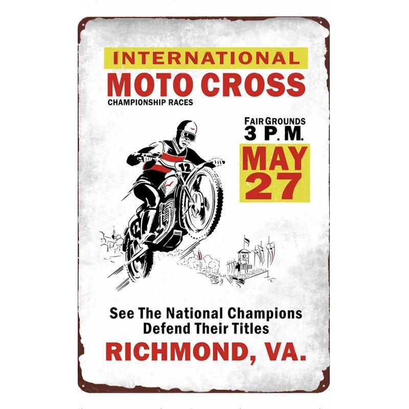 Motorcycle Rider Classic Sports Racing Tin Sign Vintage Metal Poster Decor Man Cave Garage Wall Signs Art Plaques Tin Plate Sign