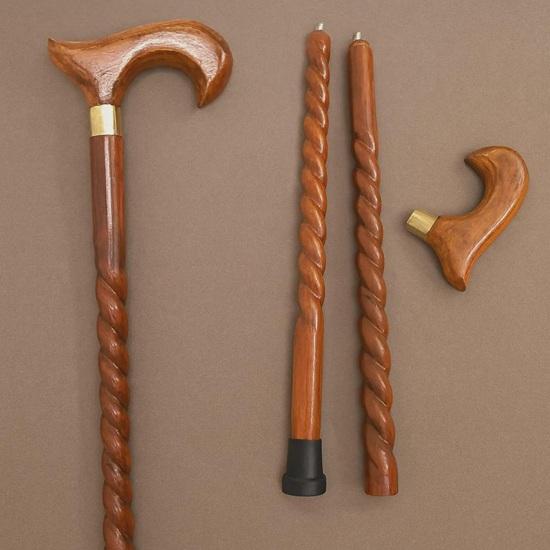 Hand Carved Wooden Walking Cane: Grape  Vines Handle, Artisan Crafted