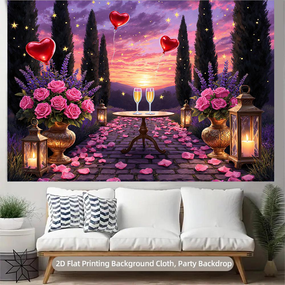 2D plane 1 piece with vibrant colors creating a romantic atmosphere. Background banner suitable for living room.