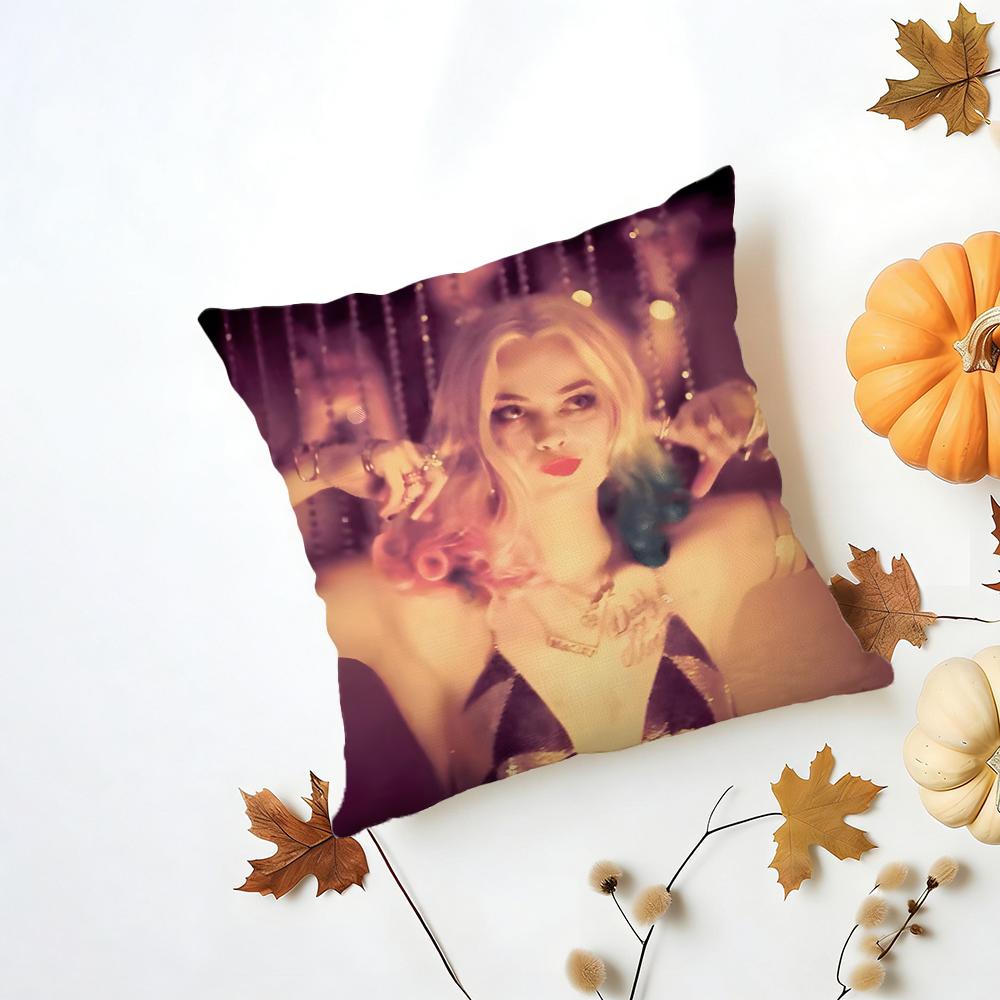 MMargot Robbie Cushion Cover Washable Linen Pillowcase Soft for Daily Sofa Bed Home Room Decor