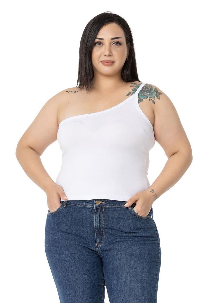 Женский стиль Боди большого размера Плюс размер на одно плечо Вискозное боди черного цвета с низким вырезом