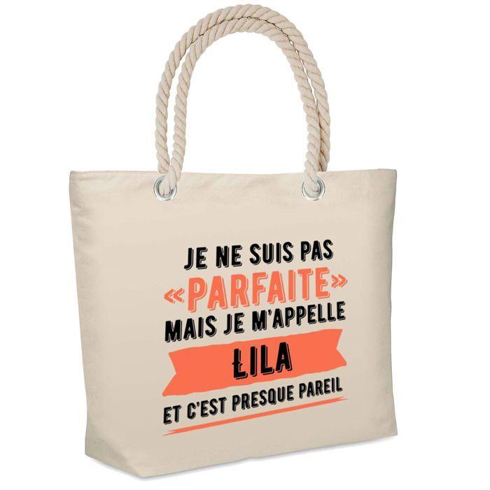 Sac de plage - PLANETEE - Lila Parfaite - Coton réutilisable - Imprimé en France - Grande contenance