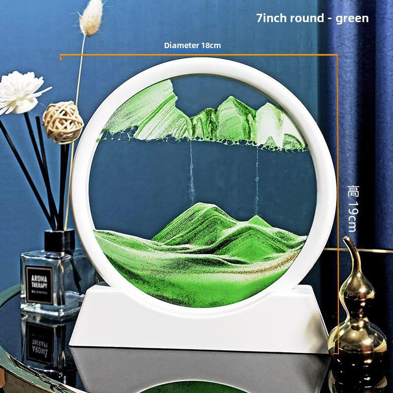 Creative 3D Quicksand Painting Round Glass Craft Hourglass - Unique Desktop Ornament Gift