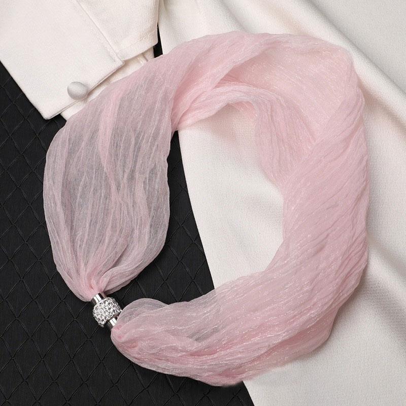 1 шт. Магнитная застежка Текстура Однотонный Универсальный шарф Модные тканевые аксессуары Тонкая версия Шифоновая пряжа