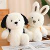 Lovely Backpack White Dog Black Dog Plush Toy Rabbit Plush Toy Stuffed Doll Toys for Kids Girls Birthday Gift Props