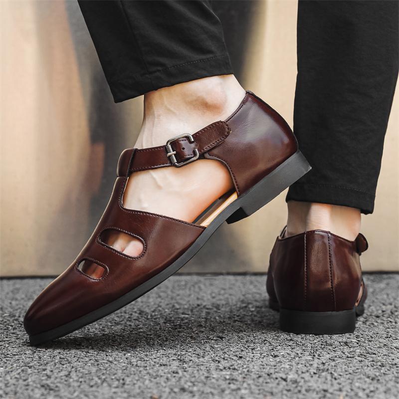 Модные летние мужские сандалии Модный минималистичный дышащий стиль Отдых на природе Вечеринка Повседневная офисная молодежная римская обувь Размер-46