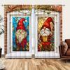 2 шт. Рождественские цветные стеклянные занавески с принтом гномов для рождественского декора дома - Занавески с кулиской для окна спальни   офиса