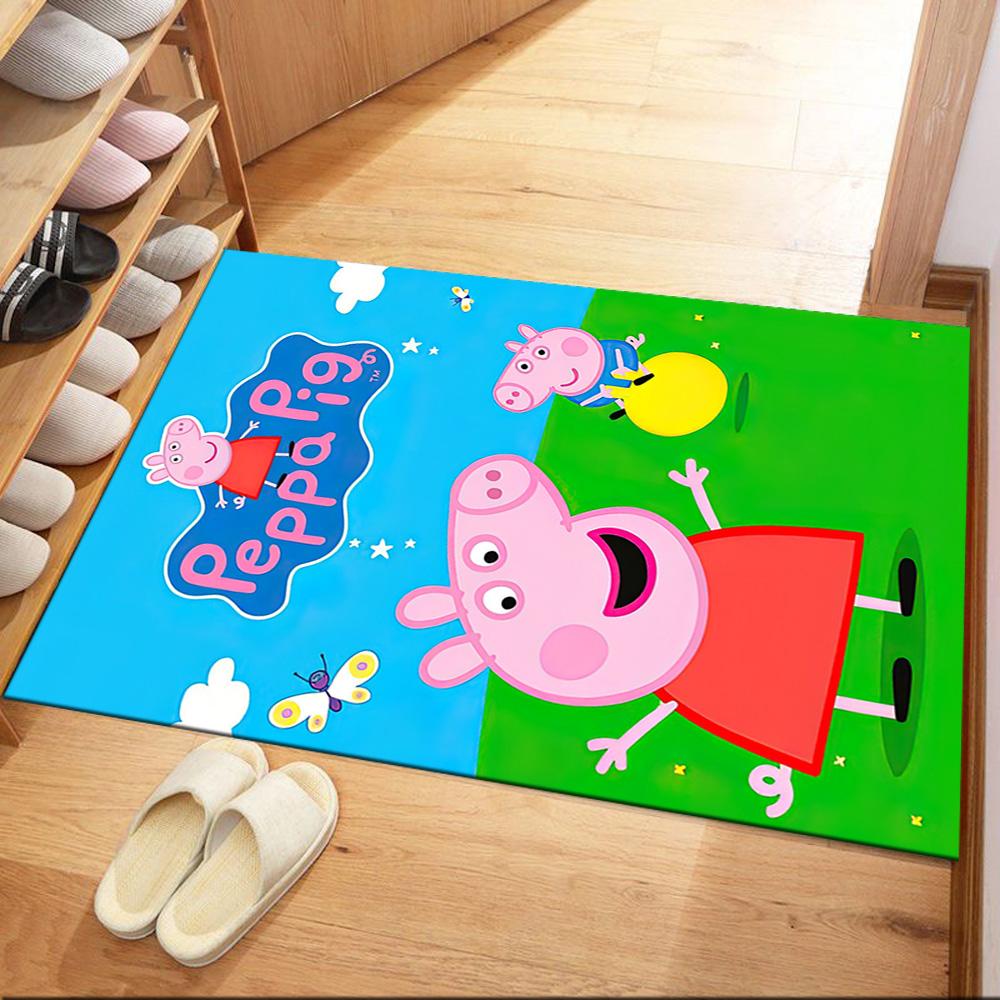 Peppa Pig Garden Adventure Square rugs are a great choice for living rooms, bedrooms, home décor, and as gifts.