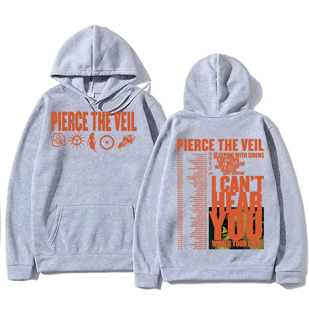 Pierce The Veil Я тебя не слышу Тур 2025 Толстовки Рок-группа Хип-хоп Унисекс Уличная одежда для Женщин/Мужчин Модная Толстовка