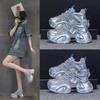 2519 сетчатые дышащие туфли-папы со стразами женские летние новые туфли на платформе в повседневном стиле