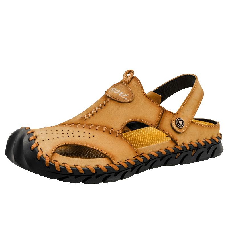 2025 New Casual Men's Soft Slippers Comfortable Men Summer Leather Sandals Roman Summer Outdoor Beach Sandals Big Size 38-48