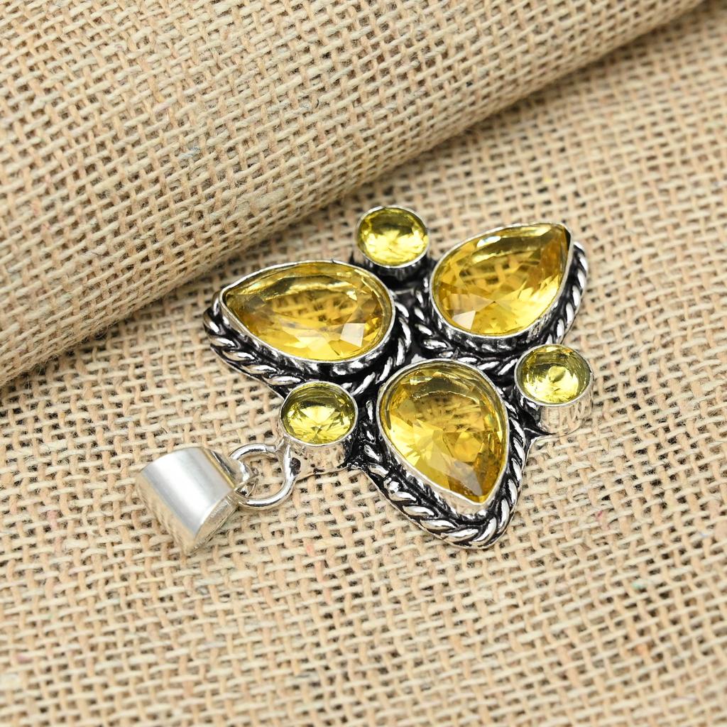 Цитрин драгоценный камень стерлингового серебра 925 пробы свадебный подарок ювелирные изделия подвеска ручной работы для женщин