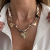 Шелковый шарф-ожерелье с золотой цепочкой и подвеской в виде сердца-подсолнуха, ретро-стиль, чокер из сплава для женщин