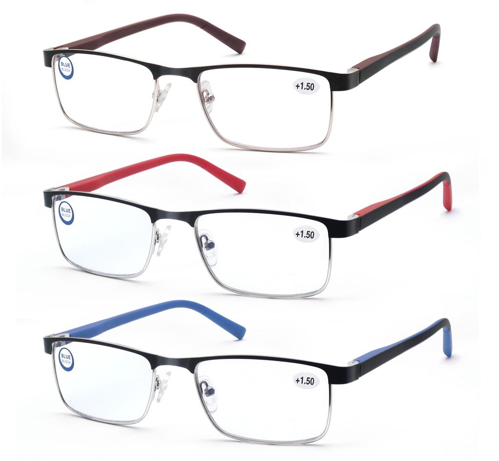 Женские очки для чтения с блокировкой синего света для мужчин, металлическая оправа, увеличительные очки для чтения журналов, линзы для пресбиопии, диоптрии +1,0~3,5