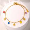 Цепи Ожерелья Браслеты Из Нержавеющей Стали С Покрытием 18 карат Золотом С Многоцветными Эмалированными Подвесками-Сердечками Ожерелья Браслеты Браслеты На Лодыжку Для Женщин