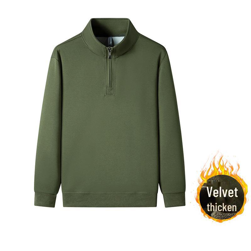 Мужской свитер в американском стиле с полумолнией и воротником-стойкой - модная толстовка из бархата весна/осень