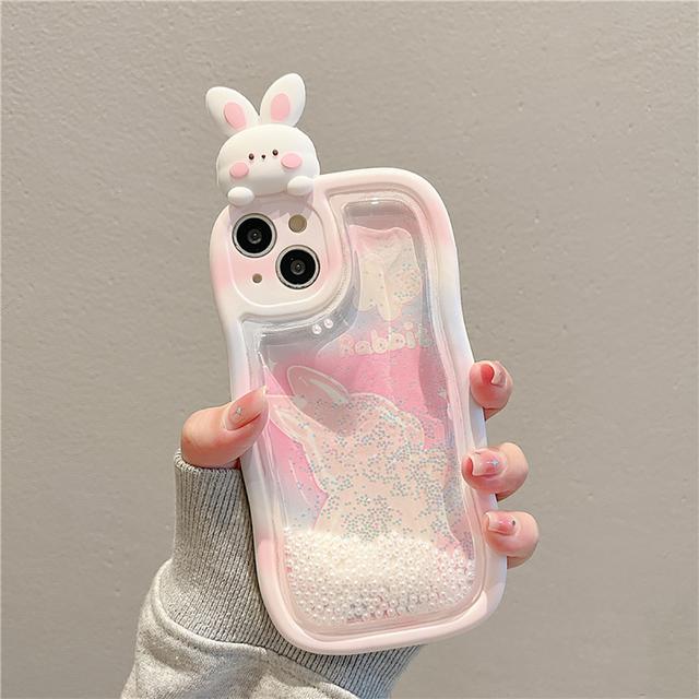 3d Liquid Quicksand Bling Glitter Cute Pig Funny Rabbit Cartoon Phone Case For Iphone 14 13 12 11 Pro Max Soft Back Cover Case