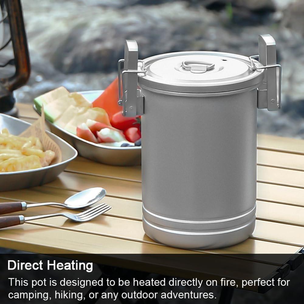With Lid Outdoor Cooking Pot Steamer Function 304 Stainless Steel Canister Hiking