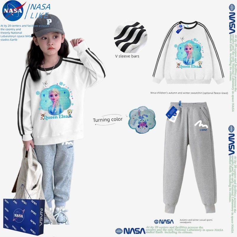 Осенний наряд для девочек Nasa, одежда Эльзы из мультфильма «Холодное сердце», новый детский свитшот 2025, весенне-осенний комплект из двух предметов