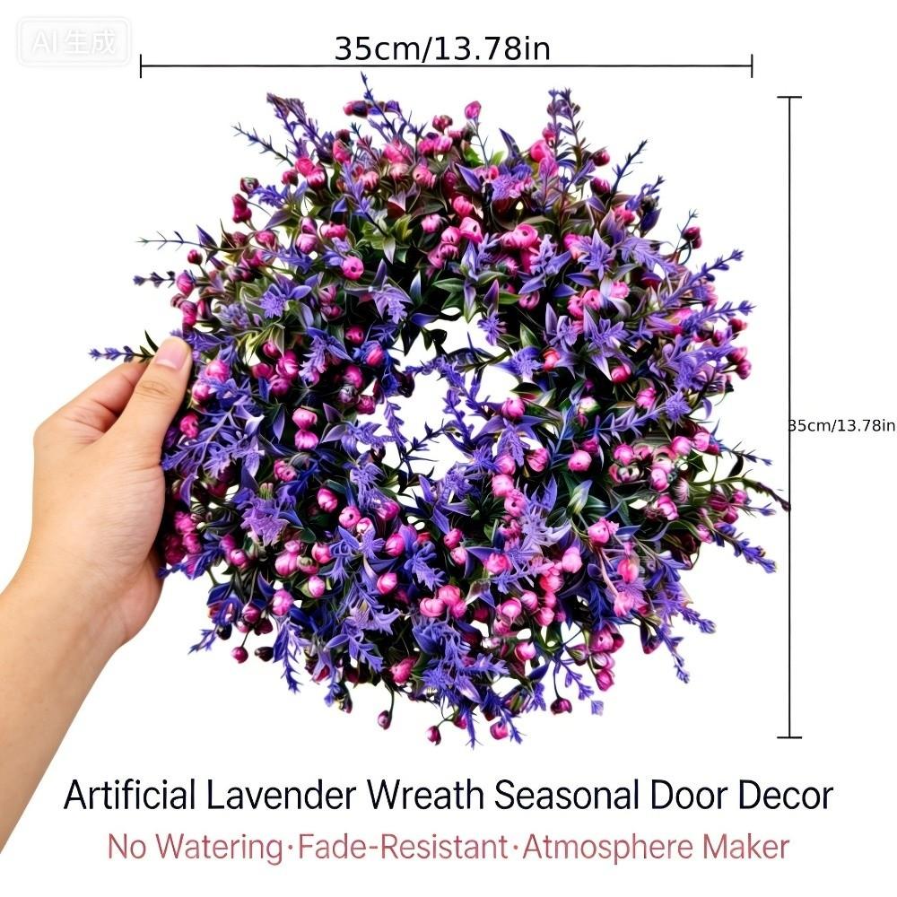 Lifelike Artificial Lavender Wreath Plastic Door Hanging Wreath Front Gate Wreath Office Decor