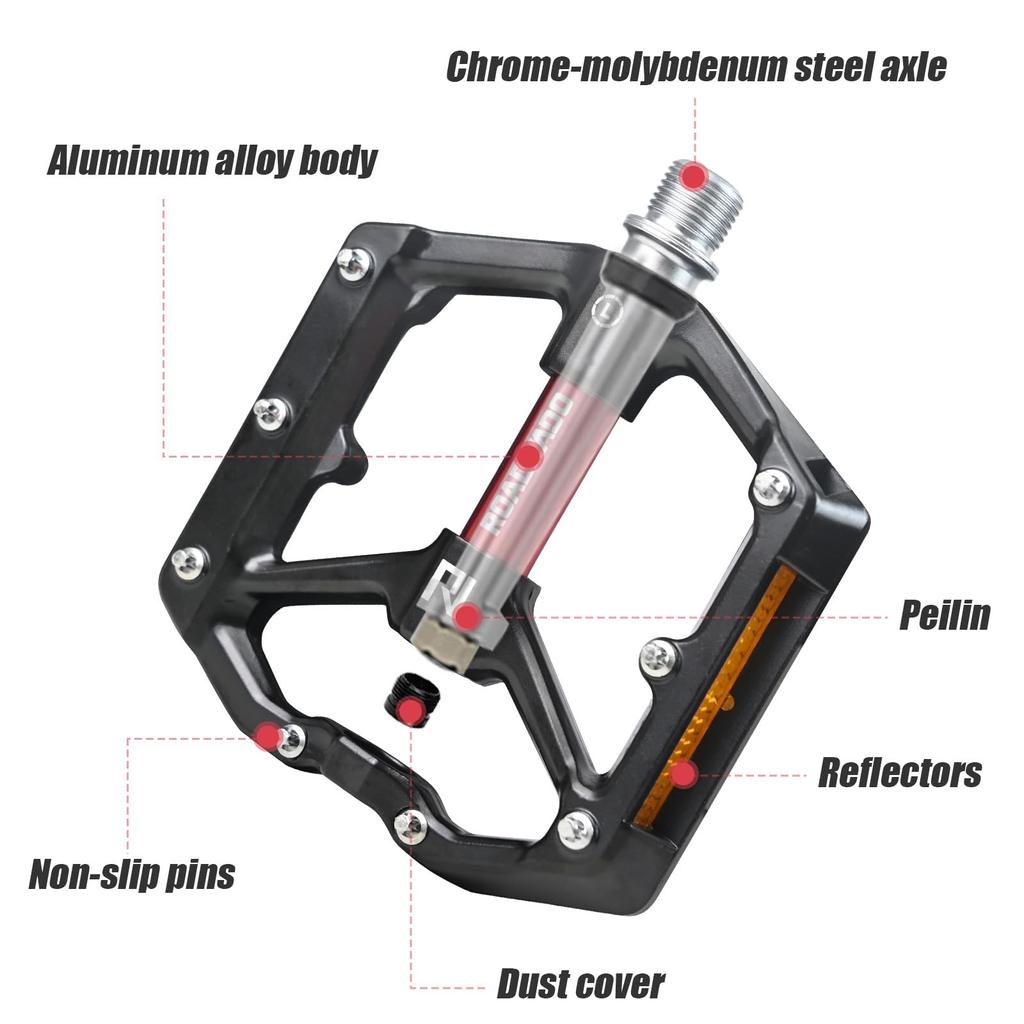 ROADNADO плоские педали велосипедные педали дюймовые педали из алюминия с ЧПУ легкие педали с отражателями для горных велосипедов MTB BMX шоссейные велосипеды 9/16 с противоскользящим покрытием,