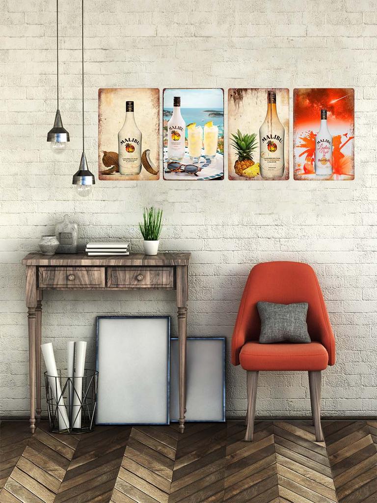 Малибу Жестяная Табличка Ром Металлическая Картина Табличка Для Бара Паба Клуба Кафе Наклейка На Стену Украшение Семейный Постер Тарелки 20x30см