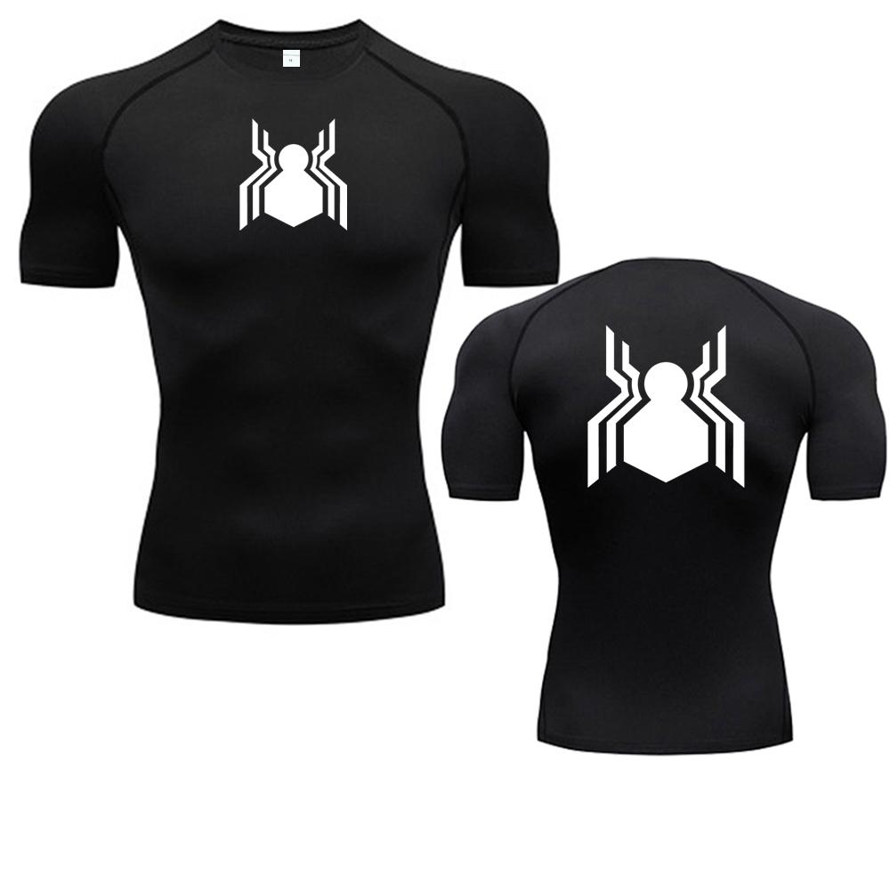 Spider Graphic Compression Shirts for Men Gym Workout Rash Guard Athletic Quick Dry Tshirts Tees Tops Undershirts Baselayers