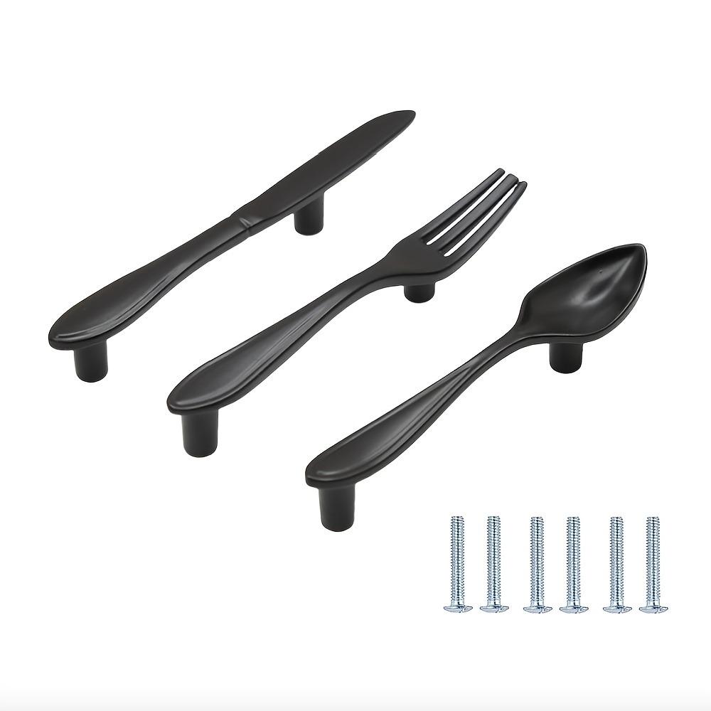 Набор из 3 современных ножей/ложек/вилок для кухонного шкафа, дверная ручка, ручка для ящика шкафа, ручка-кнопка