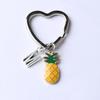 26 Letters Initial Pineapple Keychain Heart Keyring Pineapple Pendant Jewelry Fruit Charms Best Friends Keychain Gifts