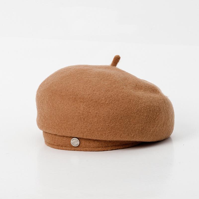 Осенняя шерстяная восьмиугольная ракушка с большой головой, круглая женская ретро-шляпа художника с литературным темпераментом, зимняя теплая повседневная шапка для девочек