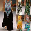 Vintage Loose Sexy Vintage Dress V-neck Pockets Loose Maxi Dress for Travel