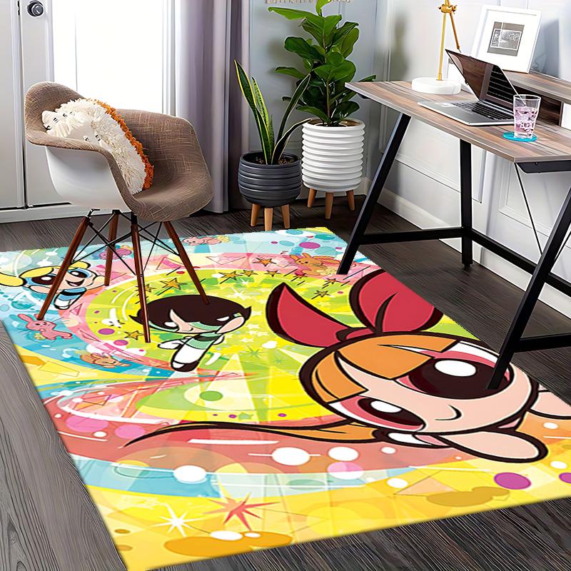 1pc Powerpuff Girls Adventure Carpet Rug for Bedroom Living Room Decor Sofa Home Game Area Rug Non-slip Floor Mat. D72201189