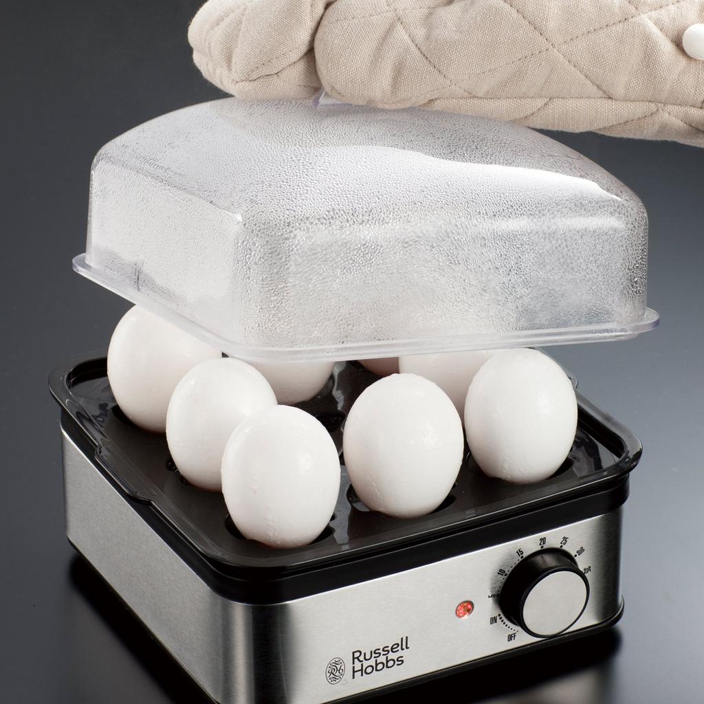 Oishi Associates Russell Hobbs Steamer электрическая пароварка для варки яиц с таймером 2 уровня Just Leave It Alone Silver 7910JP и [рецепт]