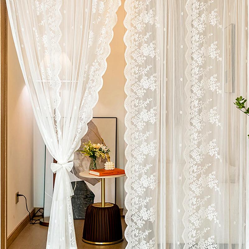 1 шт. кружевная занавеска французская полая пряжа вентиляция домашний декор французский экран белый шифон спальня принадлежности