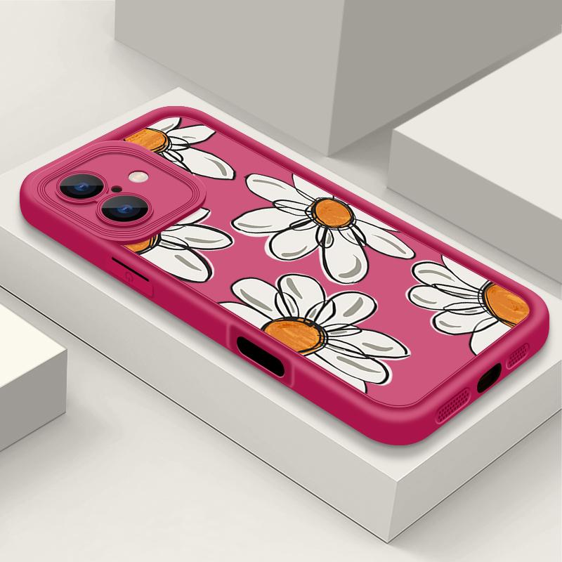 Ударопрочный чехол с цветочным узором для iPhone 16 Pro Max 15 14 Pro 13 12 11 XS XR 8 7 силиконовый матовый противоударный мягкий бампер из ТПУ