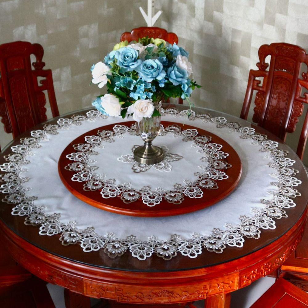 Lace Trim Banquet Decoration Wedding Table Runner Tablecloth Embroidered Tablecloth Table Cover