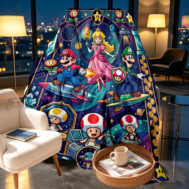 Princess Peach Toadstool Print Blanket - Soft & Comfortable, for Bedroom, Travel, Sofa, Home Decoration - Birthday Christmas Gift for Friend