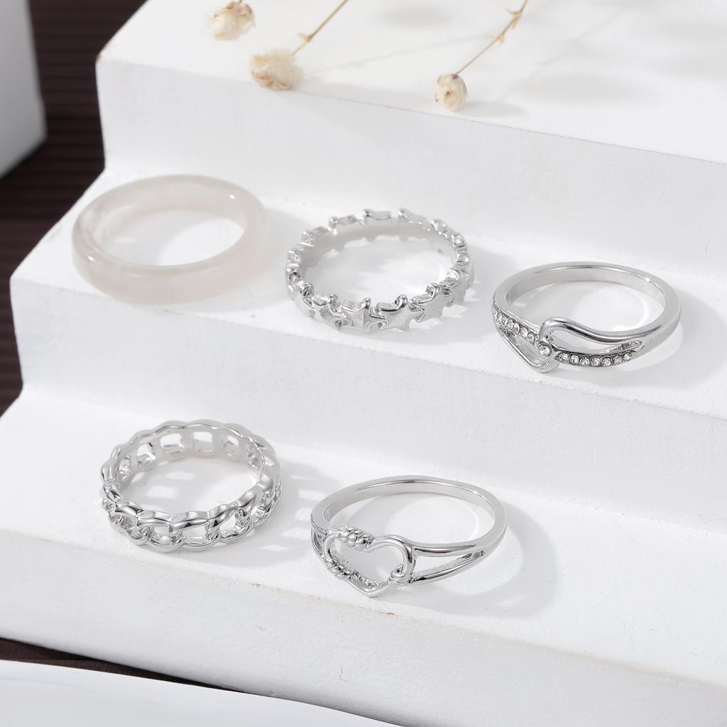 Кольцо с резной звездой, универсальное кольцо «Любовь», очаровательный модный милый женский комплект колец