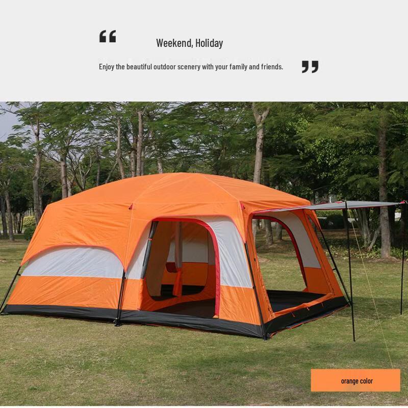 ZISIZ Portable Double-Layer 2-Room 1-Hall Camping Tent