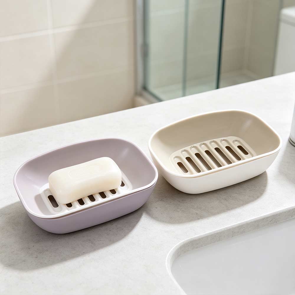 Fast Drying Double Layer Soap Box Plastic Soap Dish Holder Practical Soap Storage Rack Household