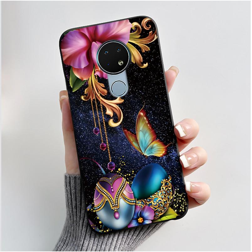 Милый Чехол Для Nokia 6.2 / Nokia 7.2 Fundas Capa Печатный Корпус Защитная Крышка Мягкий Силикон Мультяшный Черный Корпус Coque