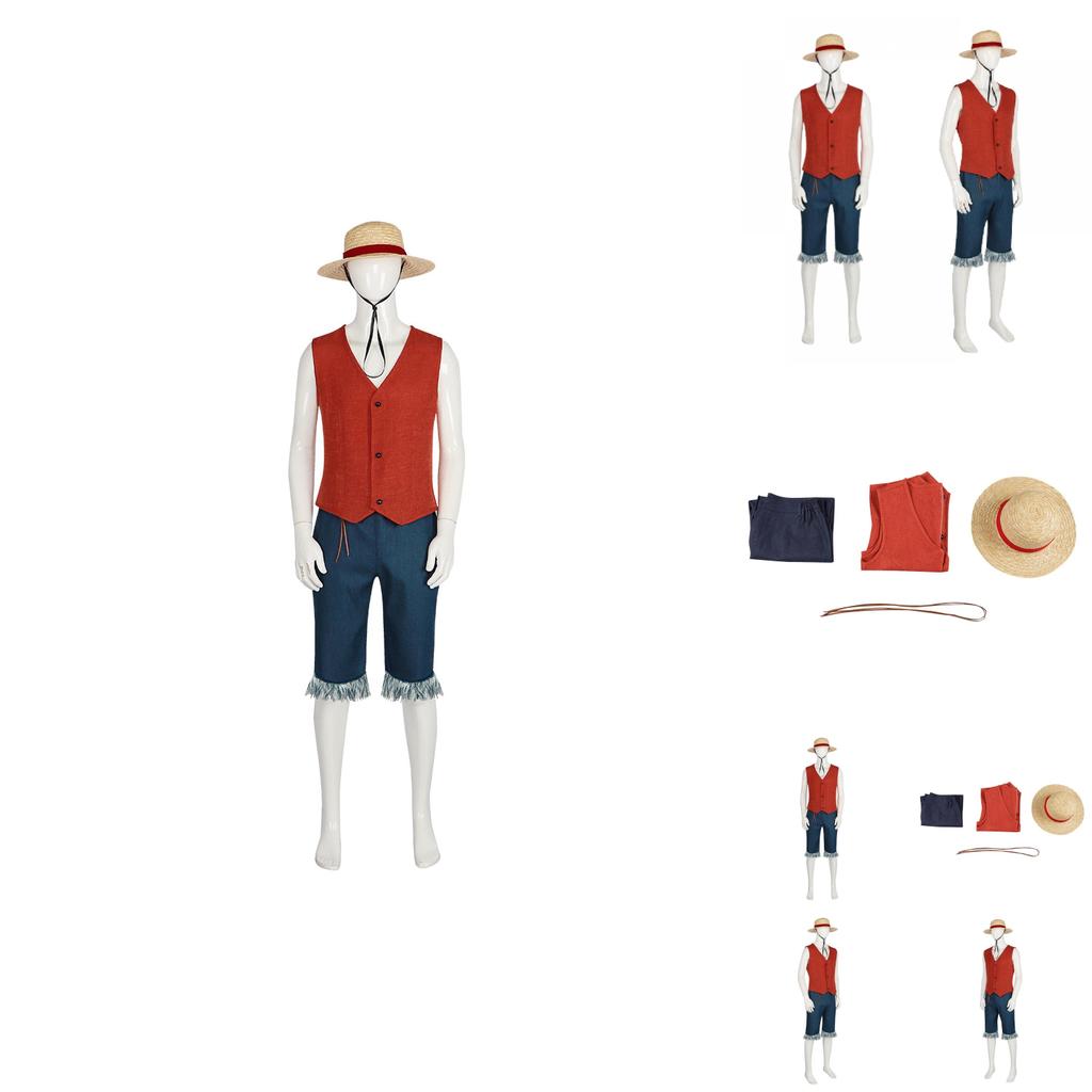 Костюм Луффи из фильма One Piece в реальной жизни для мужчин, косплей Короля Пиратов, Королевство Вано