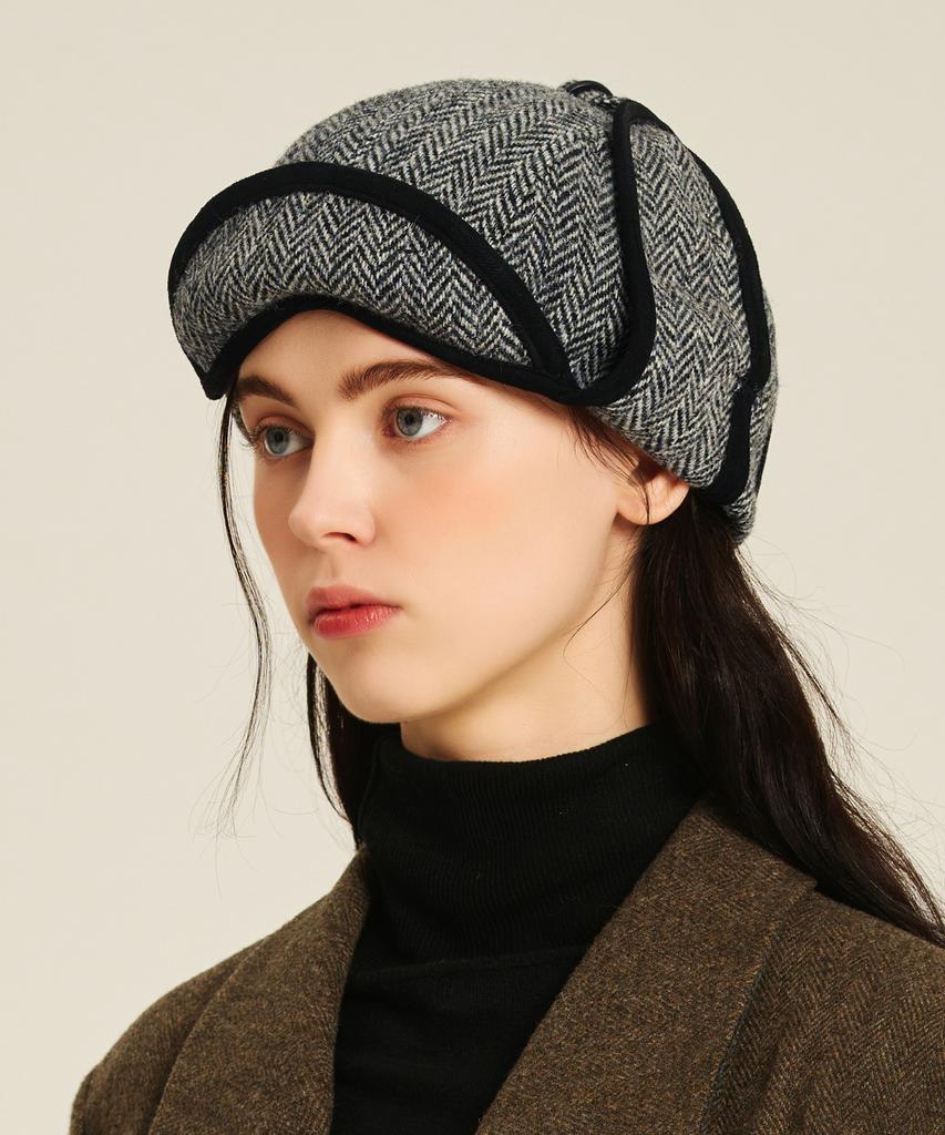 Шляпа-ушанка Hwaiteusaenjeu Purple Label Harris Tweed Bexley Черная