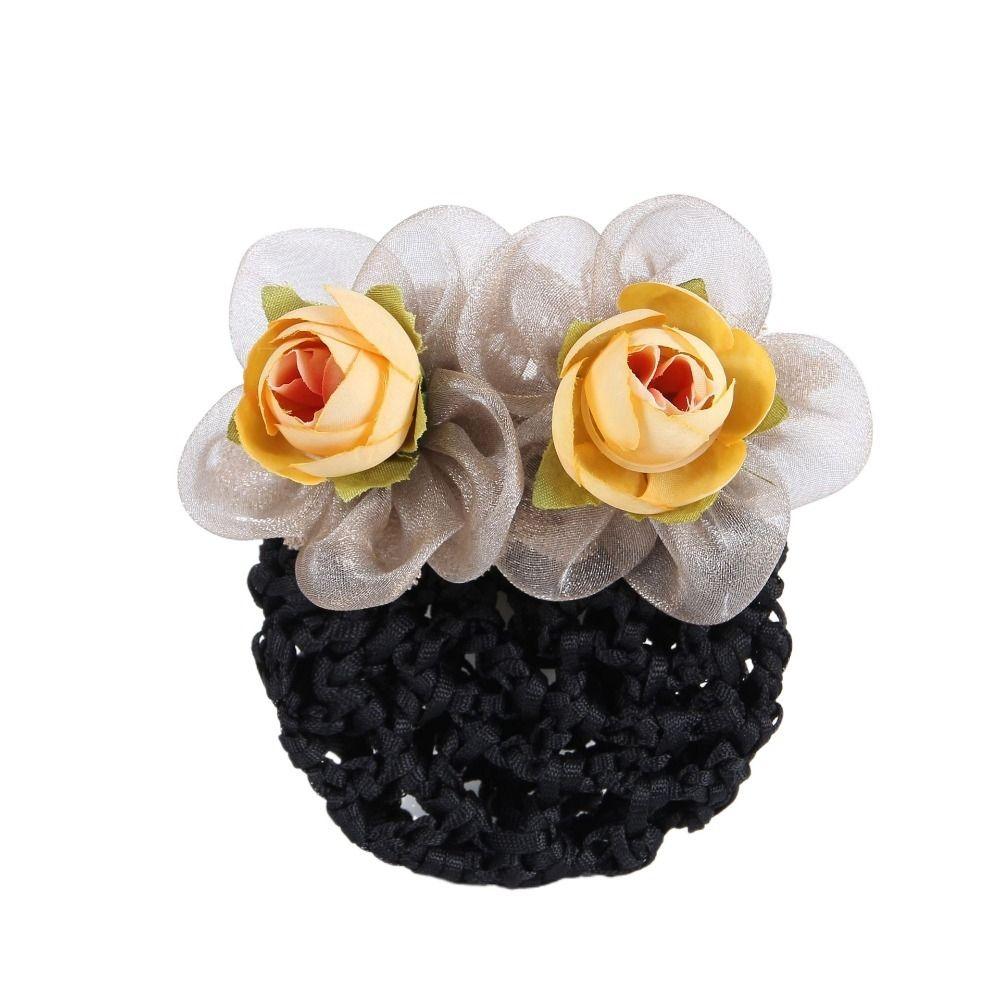 Цветочная шпилька для волос Женская пружинная заколка для волос Головной убор с заколкой-сеткой Винтажная корейская заколка-снуд для волос Женская