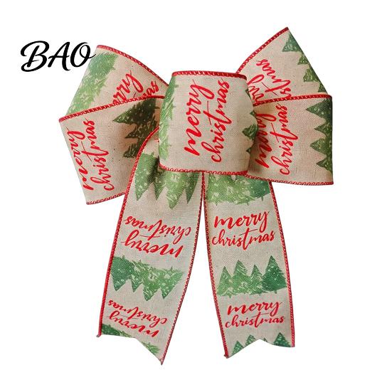 Farmhouse Style Christmas Accents Bows for Wreath, Merry Craft Bow Ornaments, Winter Tree Indoor Party Decor Decoration Holiday Tree, Front Door, New