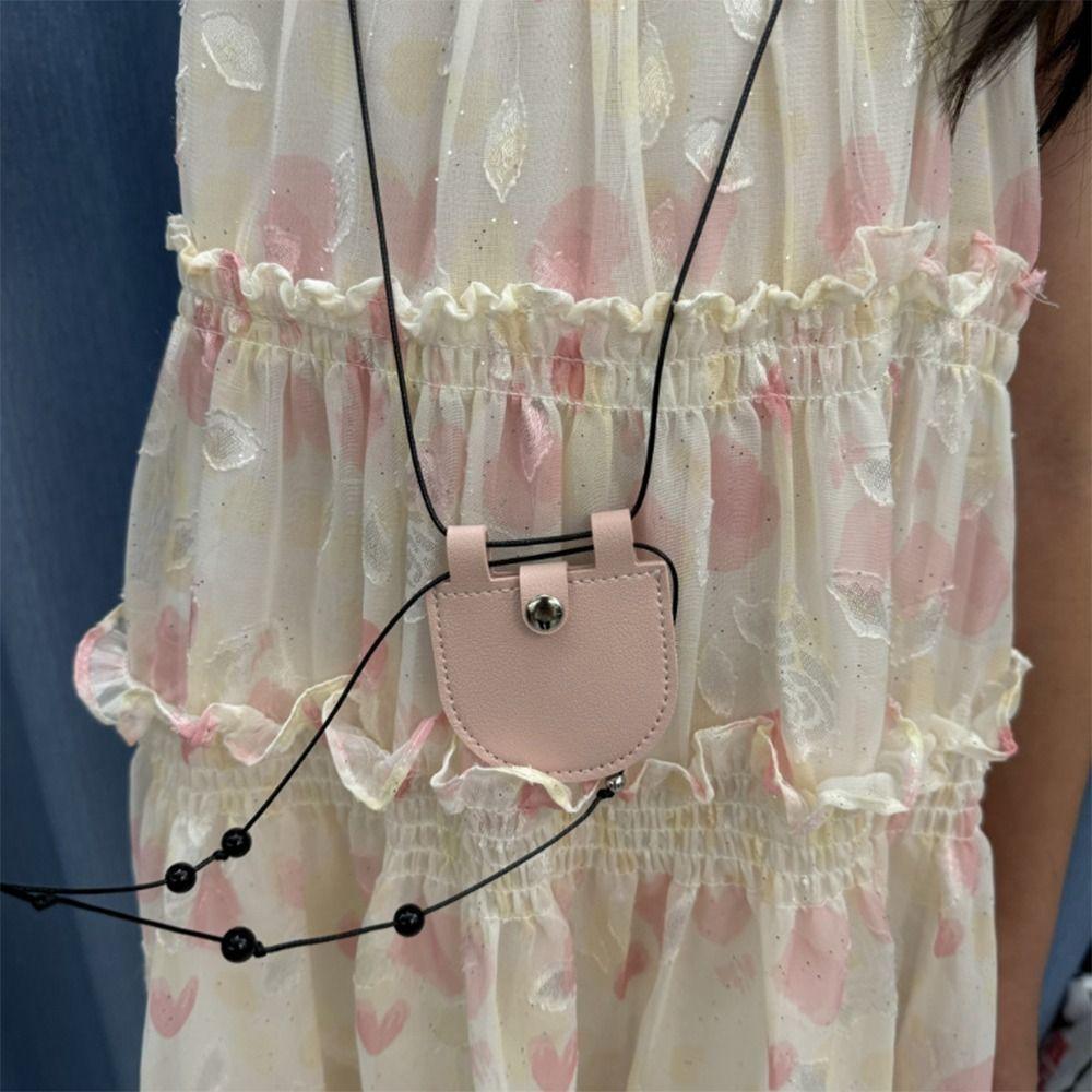 with Long Strap Suede Bag Necklace PU Sweater Chain Necklace New Wearing Key Bag Necklace