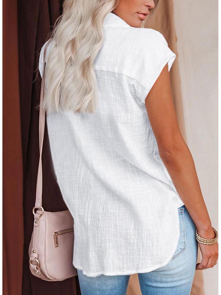 Summer 2026 Solid Color Single-Breasted Sleeveless Lapel Shirt